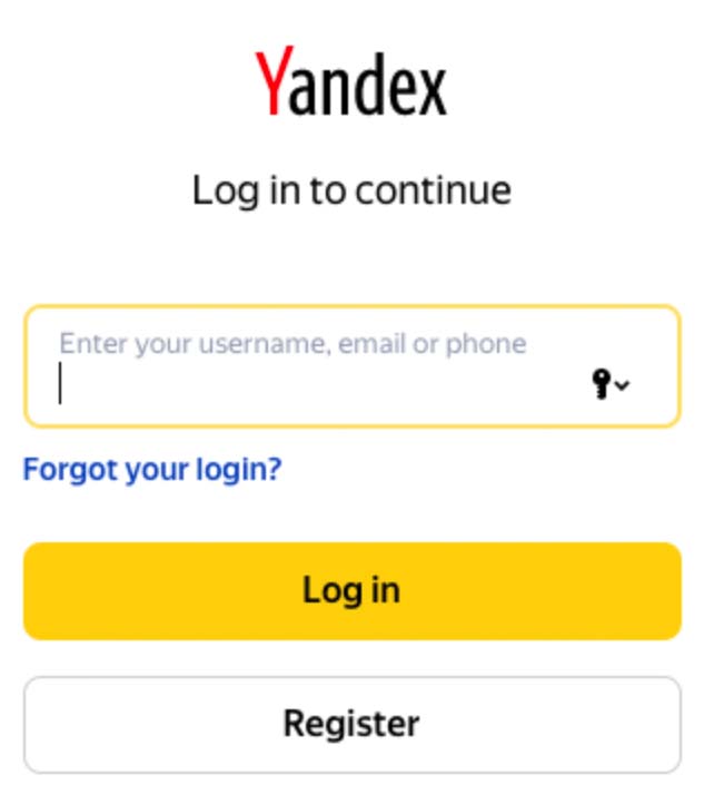 Track Yandex account password
